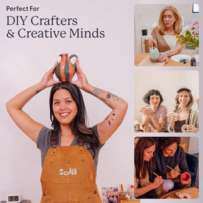 Sculpd Pottery Kit for Adults, Air Dry Clay with Tools, Gloss Glaze - style: Gloss Varnish