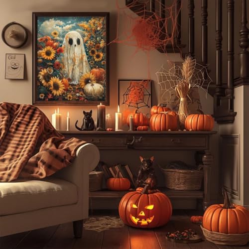 Paint by Numbers for Adults Ghosts, Halloween Paint by Number on Canvas - color: MT23076