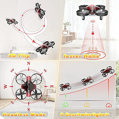 Mini Drone for Kids & Beginners, Indoor RC Nano Helicopter Quadcopter - color: Red