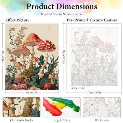 Dawnsphere Mushroom Paint by Numbers Kit for Adults Without Frame 16x20 in - color: OP-US14