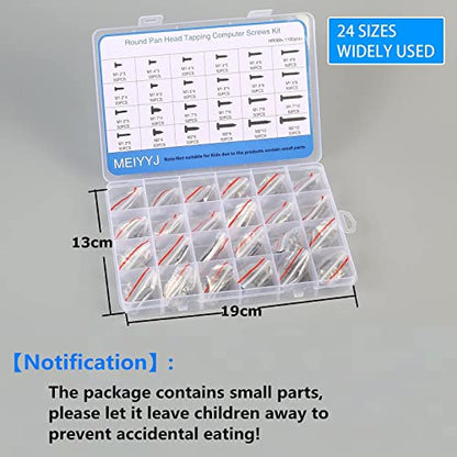 10 Kinds Small Multi-Purpose M1 M1.2 M1.4 M1.7 Phillips Head Micro Screws Self-Tapping Electronic Screws Assortment Kit Pack of 1000 - color: Black
