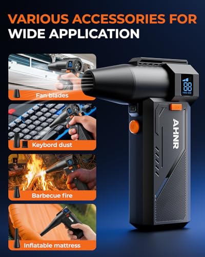 AHNR Compressed Air Duster, 160,000RPM Electric Air Duster Blower for PC - color: Black/Orange