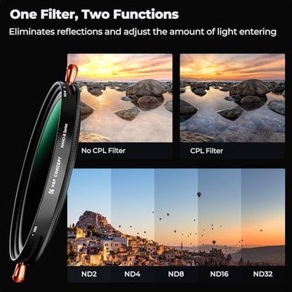 K&F CONCEPT 95mm Variable ND2-32 & Polarizing Effect 2-in-1 Lens Filter - size: 95mm