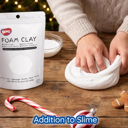 BOHS Foam Clay for Kids, White Air Dry Modeling Clay, 3.5 oz - color: White