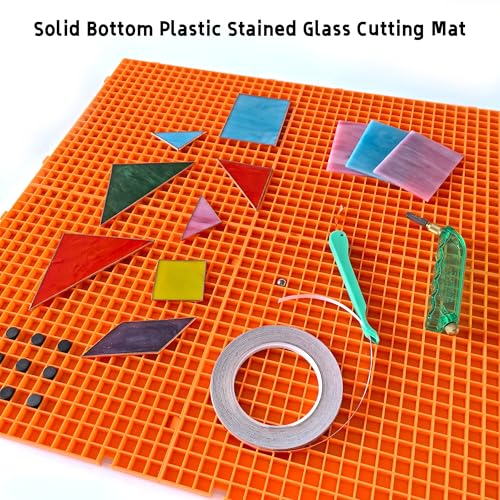 Stained Glass Cutting Mat, Solid Bottom Plastic Grid, Stained Glass Tools and Supplies, Orange, 4 Pack - size: 4PACK