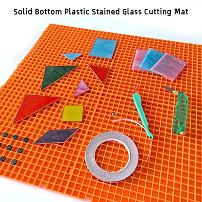 Stained Glass Cutting Mat, Solid Bottom Plastic Grid, Stained Glass Tools and Supplies, Orange, 4 Pack - size: 4PACK