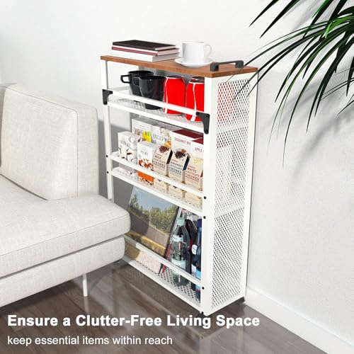 3-Tier Rolling Cart Slim - White Laundry Bathroom Kitchen - color: White