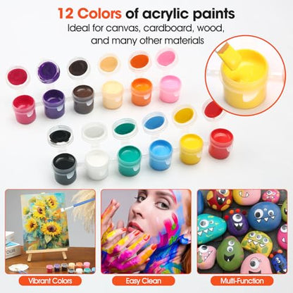 24 Sets Canvas and Easel Set for Party 8 x 10 in Canvas Boards for Painting
