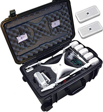 Case Club Wheeled Waterproof Case Fits DJI Phantom 4, Propellers On
