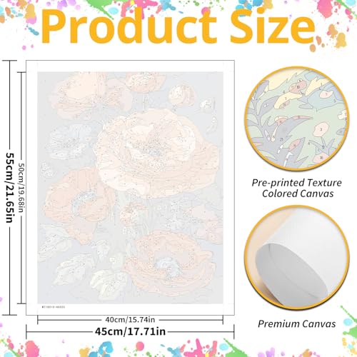 Poppy Paint by Numbers Kit for Adults, 16x20 inch - color: FLOWER01 without frame