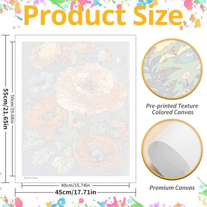 Poppy Paint by Numbers Kit for Adults, 16x20 inch - color: FLOWER01 without frame