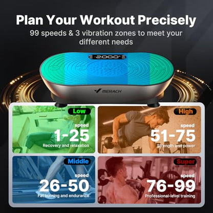 Merach V33 Pro Vibration Plate Exercise Machine with Touchscreen, 99 Speeds - color: Arc-Silver Black
