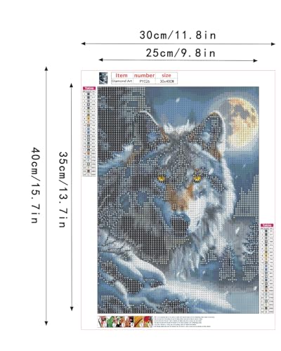 Wolf Diamond Art Kits for Adults, Animal Diamond Art for Beginners 12X16 In - color: Wolf 02