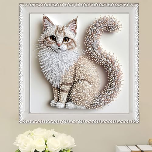 APVZARHT Cat Special Shape Diamond Art Kits for Adults 12x12 inch - color: DPK-ZH049