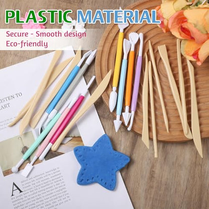 19 Pcs Modeling Clay Tools Sculpting, Air Dry Polymer Clay Tools Kit, Plastic Sculpting Double-Head Ultralight Tool for Pottery Modeling Shaping Cake Decoration Beginner