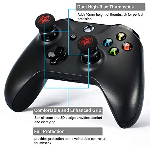 Playrealm FPS Thumbstick Extender & Printing Rubber Silicone Grip Cover 2 Sets for Xbox Series X/S & Xbox One Controller(Demon Circle) - color: 13