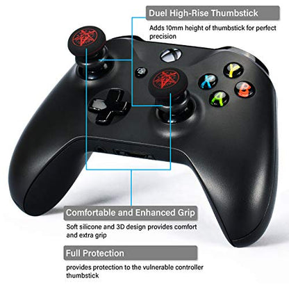 Playrealm FPS Thumbstick Extender & Printing Rubber Silicone Grip Cover 2 Sets for Xbox Series X/S & Xbox One Controller(Demon Circle) - color: 13