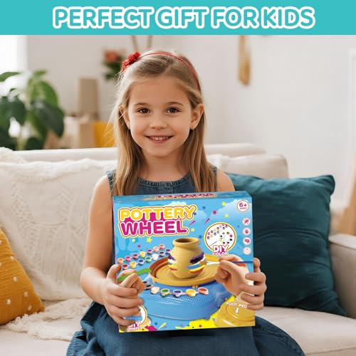 Pottery Wheel for Kids, Complete Kit with Air-Dry Clay, Ages 8-12 - color: Blue