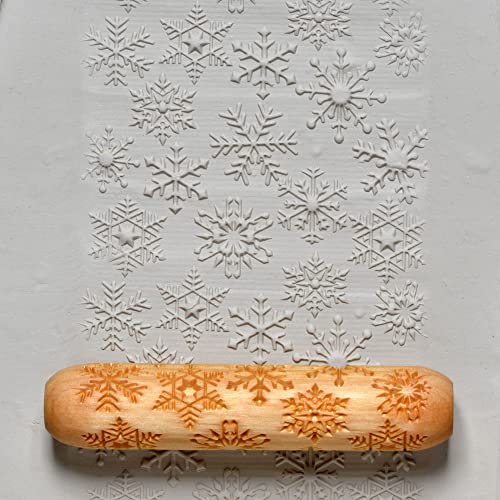 MKM Pottery Tools Wood Big Hand Rollers for Clay (BHR-33 Snowflakes) - color: BHR-33 Snowflakes