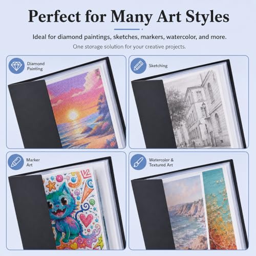 Diamond Art Portfolio Book 22"×16" (55cm×40cm), 30sleeves, A2, Clear - color: Clear