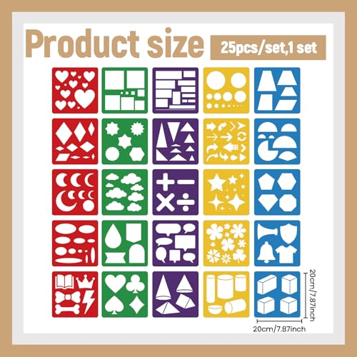 CUTHOLLOW 25 PCS Geometric Elements Painting Shape Stencils Sets - style: Geometric Elements