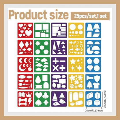 CUTHOLLOW 25 PCS Geometric Elements Painting Shape Stencils Sets - style: Geometric Elements