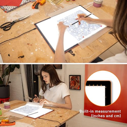 Wafer 2 Lightbox - A3 Light Pad for Tracing, Drawing, Sketching & Painting - Dimmable with Adjustable Brightness - Tracing Lightbox for Artists White/Gray - style: Wafer 2 (A3)