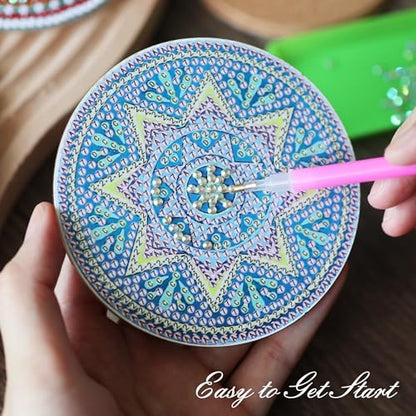 Temlum 6 Pcs Diamond Art Coasters Kits for Adults & Teens, Mandala - color: Mandala Coasters