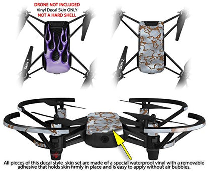 Skin Decal Wrap 2 Pack Compatible with DJI Ryze Tello Metal Flames Purple Drone NOT Included