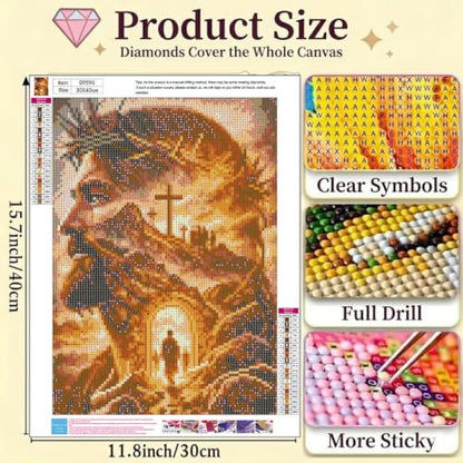YarnWhimsy Jesus Diamond Art Kits for Adults 12x16 Inches - color: G9596-US