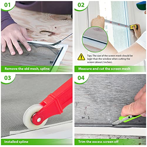 Replacement Window Screens, 59X106 Inch Durable Window Screen Mesh for Patio Porch Door Windows, DIY Adjustable Fiberglass Screen Repair Kit Sliding Net Roll Pet, Black by Ouskr - size: 59"x106"Black