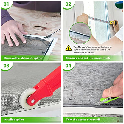 Replacement Window Screens, 59X106 Inch Durable Window Screen Mesh for Patio Porch Door Windows, DIY Adjustable Fiberglass Screen Repair Kit Sliding Net Roll Pet, Black by Ouskr - size: 59"x106"Black