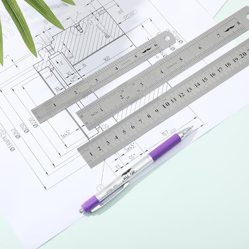 Mr. Pen- Metal Straight Edge Ruler, 3 pcs, 6", 8", 12" - color: Silver, size: 6, 8, 12 inch