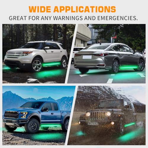 XRIDONSEN 2PCS 60 inch Running Board Strobe Lights Green Emergency Lights - color: Green
