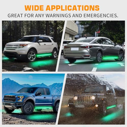 XRIDONSEN 2PCS 60 inch Running Board Strobe Lights Green Emergency Lights - color: Green