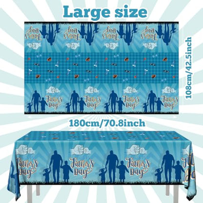 3Pcs Fathers Day Tablecloths - Blue Happy Fathers Day Rectangular Plastic Table Covers for Party Supplies, Size 70.8X42.5in - color: Fathers Day