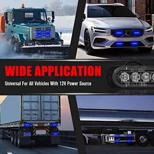 6LED Car Truck Emergency Beacon Warning Hazard Flash Strobe Light Blue/Blue 4-pack - color: Blue Blue