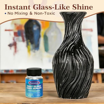 Air-Dry Clay Varnish, Clear Gloss, Low Odor, ASTM D-4236, 50 mL - size: 50ml (1.69 fl oz)