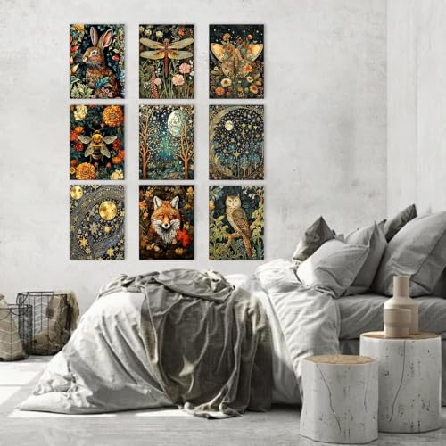 9 Pack Cute Animal Paint by Numbers Kit for Adults Beginner (Without Frame) - color: YH05011