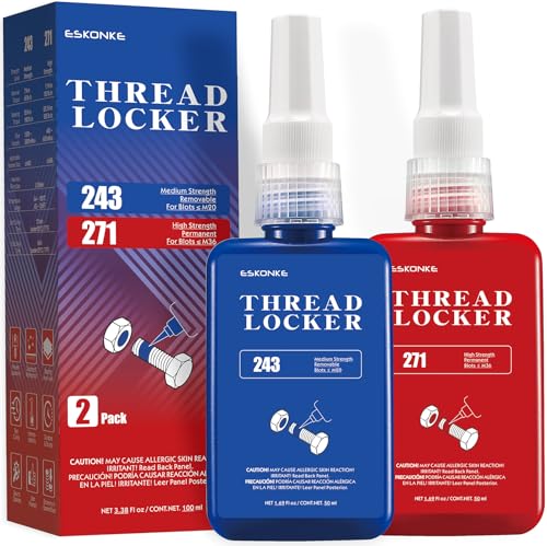 2 Pack Thread Locker Blue 243 (Removable) + Red 271 (Permanent)