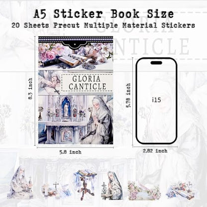 Christian Journal Sticker Book, A5 Pre-Cut Scrapbook Stickers - color: Gloria Cantical