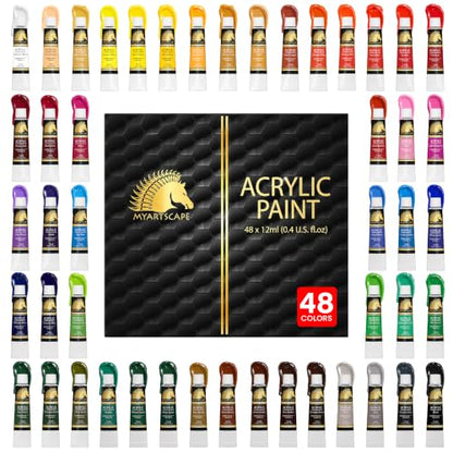 MyArtscape Heavy Body Acrylic Paint Set - 48 x 12ml Acrylic Paint
