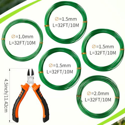 Mudder 5 Roll Bonsai Training Wire Aluminum 1/1.5/2.0mm Green - color: Green, size: 1/1.5/2.0mm