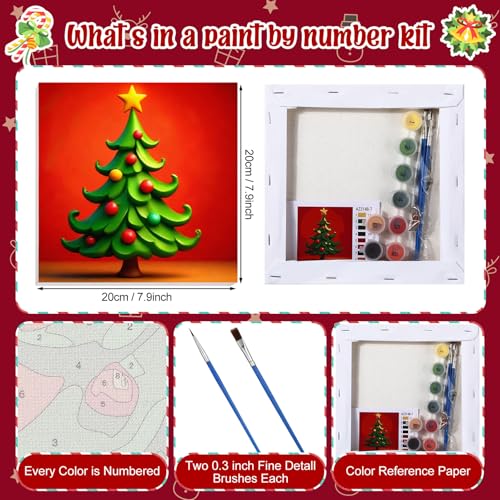 Nezyo 12 Sets Christmas Paint by Numbers with Frame for Adults, 8x8 - style: Christmas