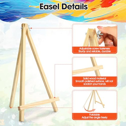 24 Sets Canvas and Easel Set for Party 8 x 10 in Canvas Boards for Painting