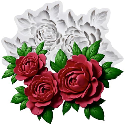 Peony Flower Polymer Clay Molds Peony Flower Leaf Silicone Mold - color: Style I