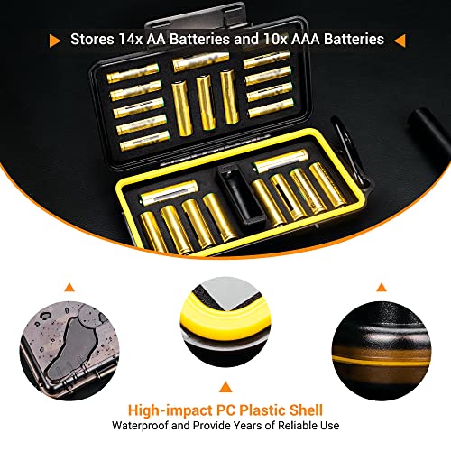 KIWIFOTOS 24 Slots AA AAA Battery Case Holder with Battery Tester - color: 24 Slots AA AAA Battery Case