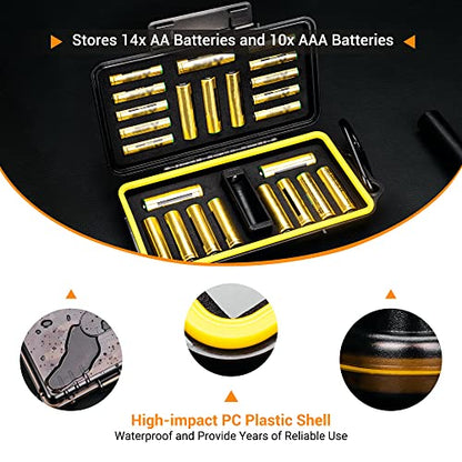KIWIFOTOS 24 Slots AA AAA Battery Case Holder with Battery Tester - color: 24 Slots AA AAA Battery Case