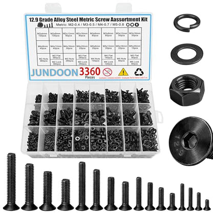 M2 M3 M4 M5 Fasteners 12.9 Alloy Steel Countersunk Hex Socket Screw Kit - color: 3360 M2/M3/M4/M4 Button Flat