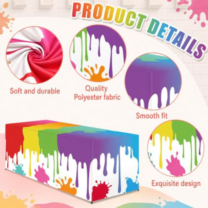 6Ft Paint Splatter Tablecover Paint Table Cloth Rainbow Classroom Decor